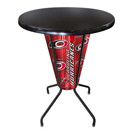 Holland Bar Stool Co Lighted 42" Black Carolina Hurricanes Pub Table, Black, 36" dia. Top L218B42CarHurOD36RBlk